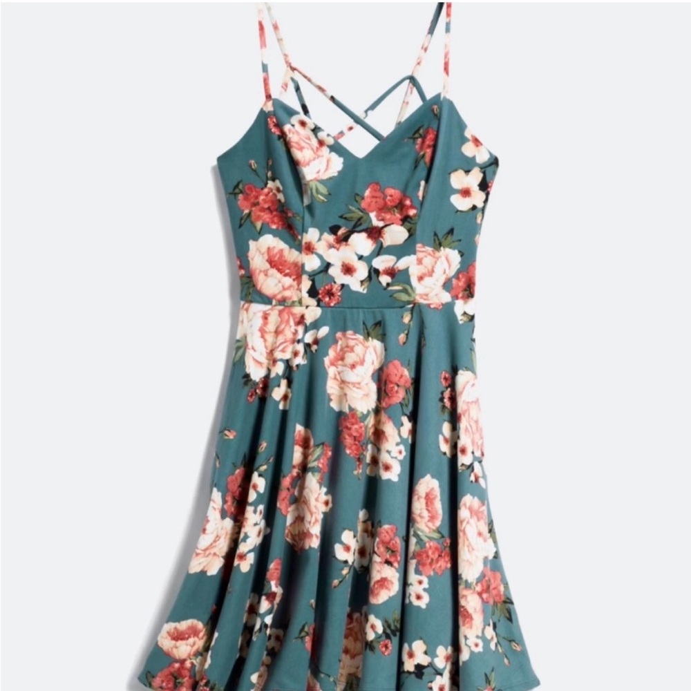 Mini Floral Blue Dress, Size L, NWT